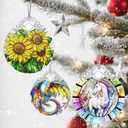 Stained Glass Ornament, Christmas Ornament, Hanging Ornaments for Home Decor & Christmas Tree Ornaments Exquisite Holiday Decor, Xmas Gifts & Holiday Present - Sunflower