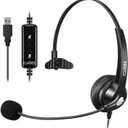 Callez USB Headset with Microphone Noise Cancelling & Audio Controls, Wideband Computer Headphones for Business UC Skype Lync Softphone Call Center Office, Clearer Voice, Super Light, Ultra Comfort (Black)
