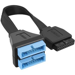 USB 3.0 Header Splitter Extension Cable,Motherboard USB 3.0 Internal hub Splitter,19/20 Pin 1 to 2 Y Type Cable - DIY Products 5.8 in