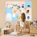 12Pcs Felt Bulletin Board, Upgraded Felt Wall Tiles with 48 Removable Adhesive Tabs & 30 Push Pins, Large Cork Boards for Walls, Perfect for Classroom, Home, Office, DIY Vision Board (Pink)