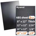 Black ABS Plastic Sheet 1/4 Inch Thick 18" x 24" (1-Pack) Textured & Smooth
