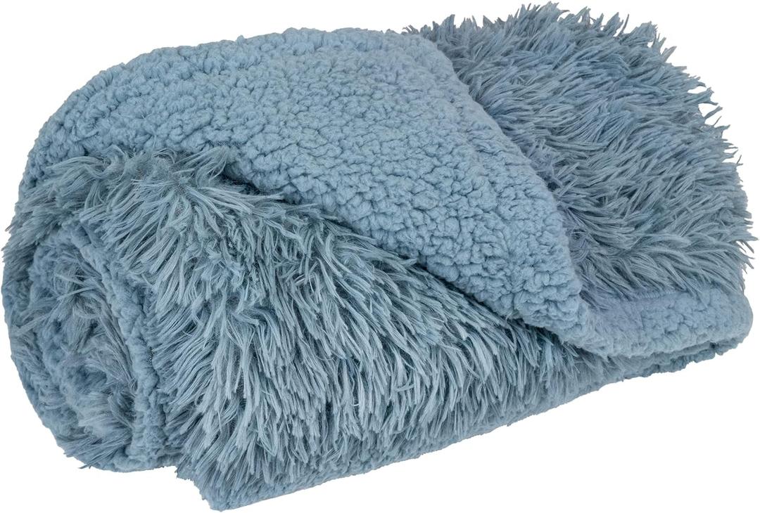 PetAmi Waterproof Dog Blanket for Small Medium Dogs, Calming Fleece Cat Blanket, Couch Protector Washable Sherpa Faux Fur Pet Throw for Puppy, Soft Reversible 29x40 Light Blue