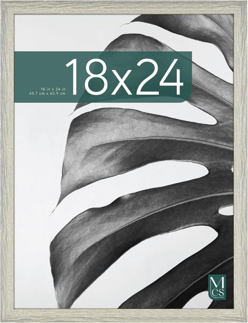 MCS Studio Gallery 18x24 Poster Frame Gray Woodgrain Engineered Wood, Vertical & Horizontal Wall Hanging Large Picture Frame for Photos, Posters & Art Prints (1-Pack)