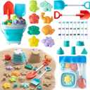 Sawaruita Beach Toys for Kids - Sand Toys Set Includes Collapsible Bucket Shovel and Mesh Bag 17 PCS, Toddlers Sandbox Toys Sandcastle Building Kit (Kids Beach Toy Set)