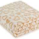 Beige Heart Blanket Throw for Bed - Fleece Blanket for Women, Small Blanket 50x60 Inches (Ivory)