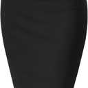 Hybrid & Company Women's Premium Nylon Ponte Stretch High Waist Pencil Suit Skirt Below Knee (Black, XL)