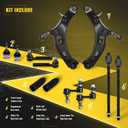 TUCAREST 12Pc Suspension Kit Fit For 2010-2014 Su-baru Outback, 2 Front Lower Control Arm Ball joint + 4 Outer Inner Tie Rod + 2 Sway Bar + 2 Boots [# 522-831 522-832 K750084 EV800049 ES3712 K9513]