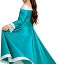 Girls Princess Costume One Shoulder Fancy Dress Gowns with Accessories for Halloween Cosplay
