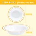 100 PCS Plastic Bowls with Gold Rim, 12oz Premium Heavy Duty Soup Bowls, Dessert and Salad Bowls for Party, Wedding and Holiday