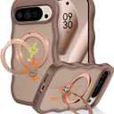 for Google Pixel 10 Pro XL Case with Invisible 360 Magnetic Stand [Compatible with Magsafe] Cute Curly Wavy Phone Case Pixel 10 Pro XL Kickstand Women Men Shockproof Cover, Desert Titanium