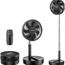 TriPole Portable Standing Fan, 8000mAh Rechargeable Oscillating Fan with Remote, 8.1'' Quiet Pedestal Floor Fan with LED Display & Timer, Foldable Small Desk Fans for Bedroom, Office, Camping, Travel (Black)