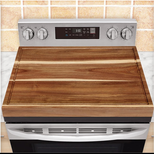 Acacia Noodle Board Stove Cover with Handles, Wooden Stovetop Protector, Versatile Cutting Boards with Groove, Sink Cover, Serving Tray