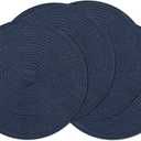 SHACOS Round Placemats Set of 4 Washable 15 inch Round Table Mats Cotton Polyester Woven Braided Place Mats for Dining Table, Navy