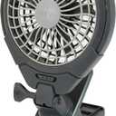 Treva 5 Inch Two Speed Battery & USB Powered Clip On Fan - Slim and Portable Cooling Travel Fan with USB - Gray