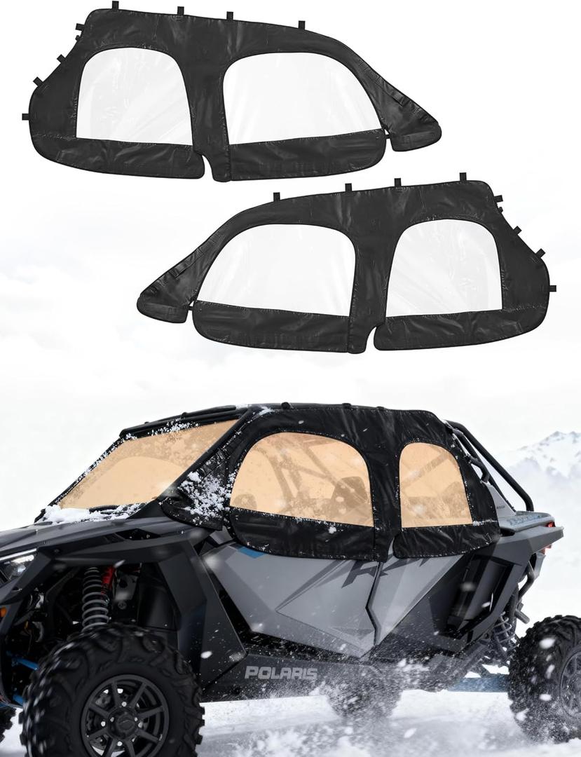 ZIDIYORUO Soft Upper Doors for Polaris RZR XP 4 1000 (2014-2023, 4-Seat) | Waterproof Cab Enclosure Side Window Kit Zipper & Ventilation Design | Protection & Thermal Insulation| No-Drill Installation