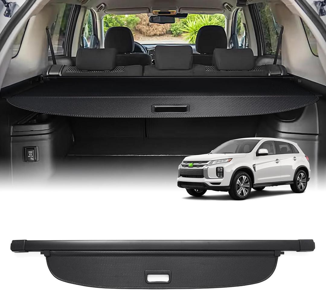 Powerty Retractable Cargo Cover for Mitsubishi Outlander 2013-2019 (Manual Liftgate), Canvas Trunk Cover Privacy Screen Rear Security Shade for Outlander Accessories(Not for Electric Liftgate)