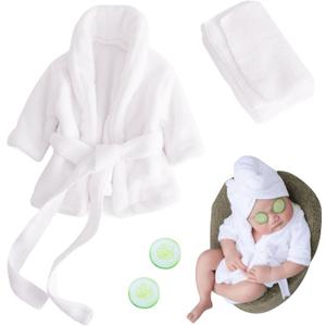 Jastore Newborn Photography Props Bathrobe Outfits Girl Baby Photo Prop Outfit Bathrobe Baby Photoshoot Props Robe (0-1 Month, White)