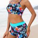 Aqua Eve 3 Piece Tankini Swimsuit for Women Tank Bathing Suit with Shorts Open Back Athletic Swimwear (Teal, M)