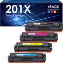 201X Toner Cartridge Compatible for HP 201X 201A 4 Pack CF400A CF401A CF402A CF403A High Yield for HP Color Laserjet Pro MFP M277dw M252dw M277n M277c6 (Black, Cyan, Magenta, Yellow)