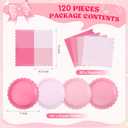 120 Pcs Paper Plates and Napkins Party Supplies Bulk Disposable 7 Inch Scalloped Plates Cocktail Napkins for Wedding Bridal Baby Shower Birthday Decorations, Serve 60(Pink Series)
