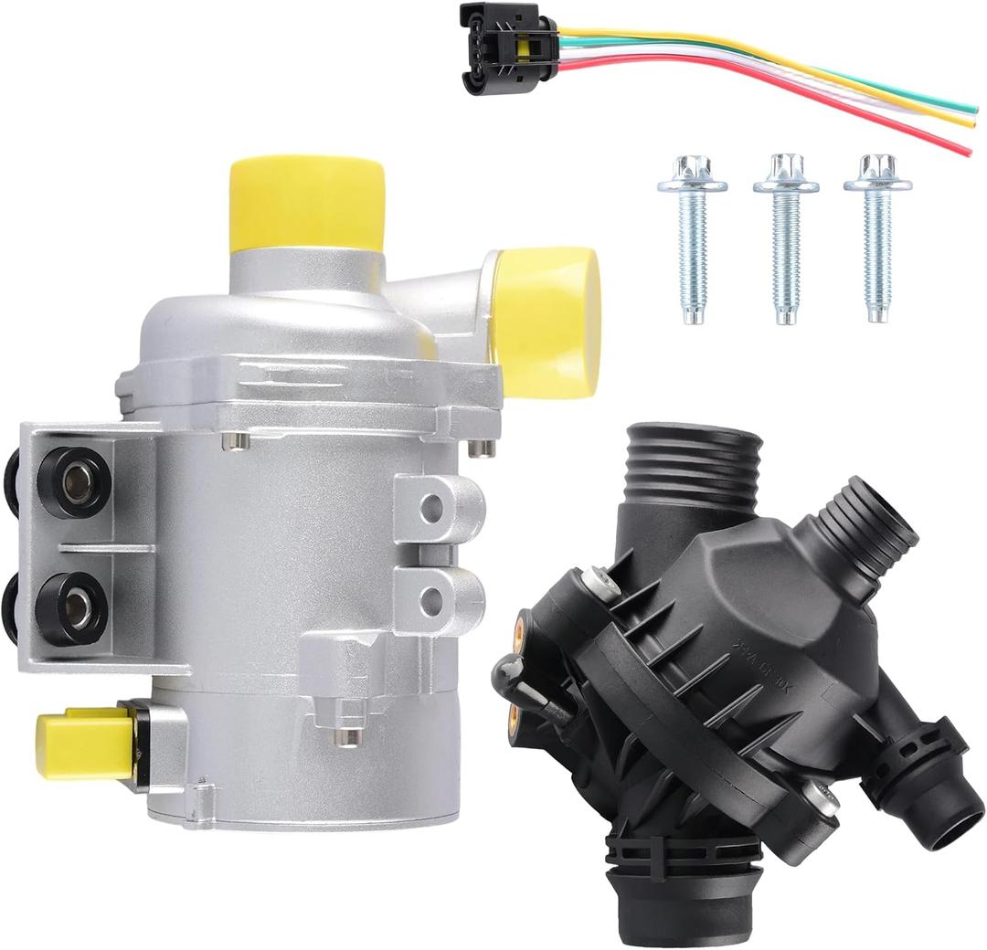 Electric Engine Water Pump w/Thermostat Compatible with BMW 128i 325i 328i 330i 525i 528i 530i X3 X5 Z4, Replace# 11517586925, 11537549476