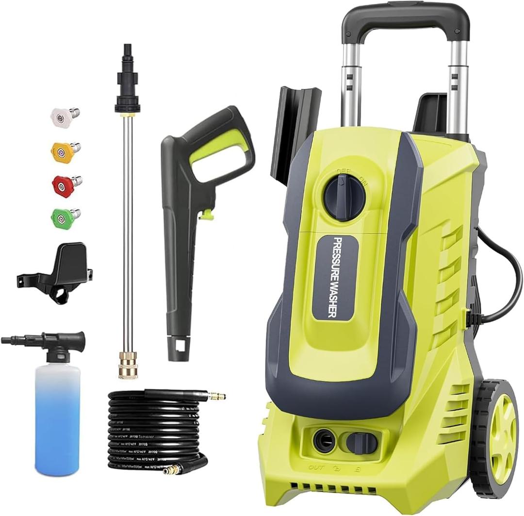 Electric Pressure Washer 4800PSI-Max 3.2GPM Power Washer Wash Machine Electric Powered with Foam Cannon for Car, Floor, Garage, Patio Washing, Yellow