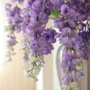 Dailisen 3 Strands 40'' Silk Purple Wisteria Artificial Flowers, Fake Wisteria Floral Hanging Plant Garland, for Home Decor, Party, Floor Vase, Balcony, Wedding Arrangement Decoration (Purple)