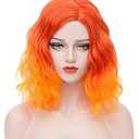 Mildiso Orange Wigs for Women 14" Short Orange Bob Wig Curly Wavy Cute Synthetic Soft Wig with Breathable Wig Net M004OR