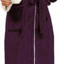 RONGTAI Women's Fleece Shawl Collar Bathrobe Plush Soft Long Spa Robe Lightweight Fluffy Cozy Shower Bathrobe (2XL, Dark Purple)