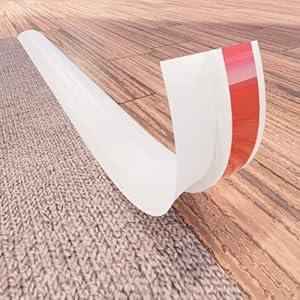 COUKIU 3.28FT PVC Floor Transition Strip, Peel and Stick Molding Trim for Threshold Transitions with a Height Less Than 5 mm/ 0.2in, Carpet & Floor Edging Trim, Carpet to Tile Transition Strip(White)