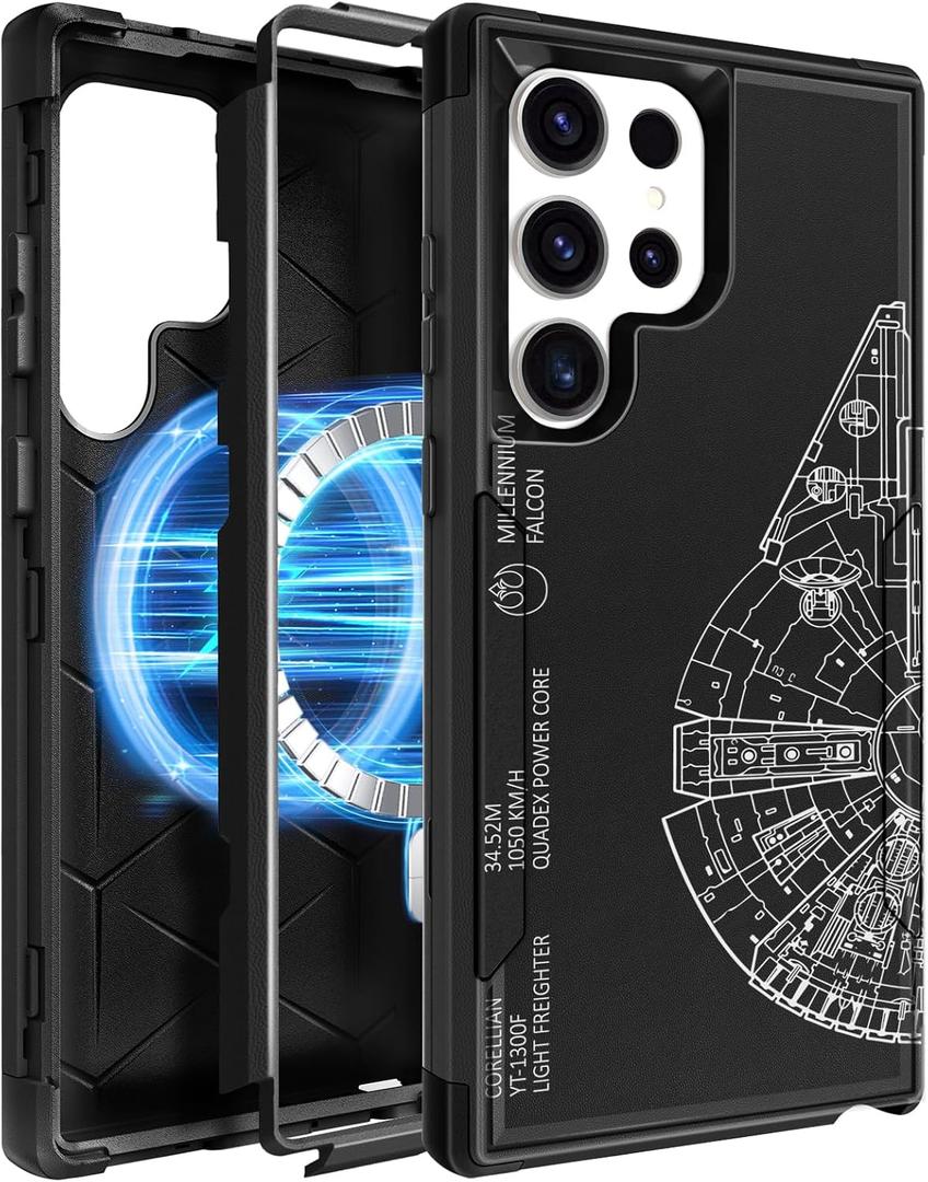 Heavy Duty for Samsung Galaxy S24 Ultra Case - Compatible with MagSafe Shockproof Protective Rugged Magnetic Men Military Grade Shock Drop Proof Phone Cover Funda for S24 Ultra Case, Black