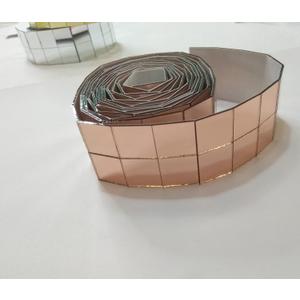MEYA 250PCS of 3/4'' Glass Mirror Roll Tiles for Crafts, 2CM Mini Square Glass Mirror Tiles Self Adhesive Mirror Strips for Wall (2.5 Meters, Rose Gold Mirror)
