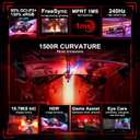 SANSUI 27 Inch Curved Gaming Monitor 240Hz 1ms FHD 1080P Computer Monitor