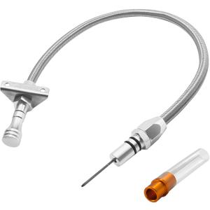 Flexible Transmission Dipstick Tube for GM 4L80E 700R4 4L60E, with Firewall Mounted Stainless Steel Braided Hose, Silver