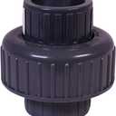 Midline Valve 587DV112 PVC Union Coupling Pipe Fitting; 1-1/2 in. Solvent Connections; Grey Plastic