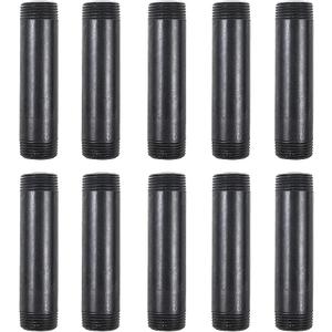 10 Pack 3/4 Inches x 4 Inches Black Malleable Steel Nipples Fitting, DIY Steampunk Industrial Vintage Style.