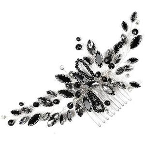 Teardrop Hair Combs Black Delicate Opal Crystal Comb Clips Bride Wedding Hair Pieces Headpieces Hair Side Combs for Women and Girls