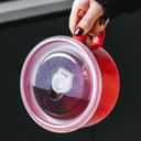 Soup Bowl with Handle & Lid: 38 oz Extra Large Ceramic Food Container for Ramen, Cereal, Breakfast, Meal Prep, Office Lunch, Dorm Living - Microwave Safe, 6 Inch, Red