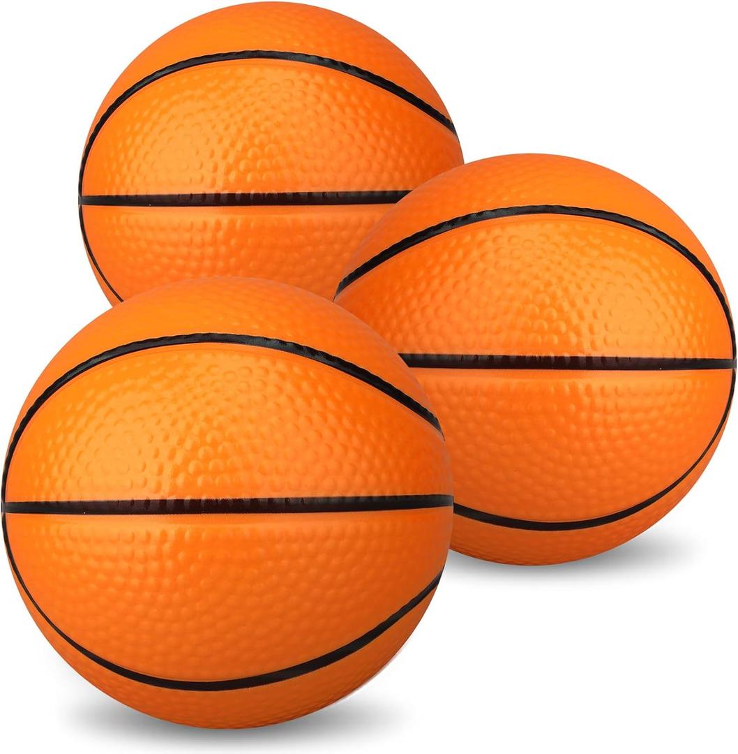 Dilabnba Mini Foam Basketballs (3-Pack, Orange), 5'' Soft Indoor/Outdoor Replacement Balls Toys for Kids, Perfect for Over The Door Basketball Hoops, Play for Bedroom Office Pool Beach