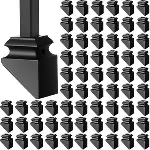 Funrous 96 Pack Iron Baluster Shoes Stair Flat Shoe with Screw for 1/2 Inch, Square Iron Balusters Wrought Spindles for Staircase Slant Shoes with Screw, Satin Black