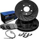 R1 Concepts Rear Brakes and Rotors| Hardware Included| Rear Semi Met Brake Pads and Rotors Kit| Fits 2010-2013 Land Rover Range Rover