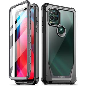 Poetic Guardian Series Case Designed for Moto G Stylus 5G (2021), Model # XT2131,Full-Body Hybrid Shockproof Bumper Cover with Built-in Screen Protector, Black