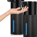 2 Pack Automatic Soap Dispenser: 14oz Plastic - Touchless 4 Level Adjustable Wall Mount Black Rechargeable Electric Auto Smart Liquid Soap Dispenser Set - Bathroom Kitchen Hand Dish Lotion