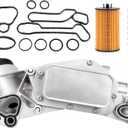 Engine Oil Cooler Filter Aluminum Housing Assembly Adapter Kit for 2008-2019 Cruze Malibu Aveo Cascada G3 Astra 1.6L 1.8L, OE # 918432, 12992593, 55353323
