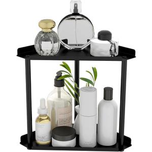 FLE Corner Bathroom Counter Organizer, 2 Tier Countertop Corner Shelf,Makeup Organizer and Storage for Bathroom