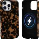 NITITOP Compatible with iPhone 13 Pro Max Case Magnetic Compatible with MagSafe Cute Leopard Amber Aesthetic Tortoise Design for Women Men Girls Soft TPU Shockproof Protective Cover - Khaki