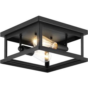 Drosbey 2-Light Flush Mount Ceiling Light Fixture, Farmhouse Light Fixtures, Industrial Vintage Ceiling Light for Kitchen, Bedroom, Hallway, Laundry