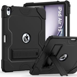 Cantis Case for iPad Air 13 Inch (M4) 2026/ (M3) 2025/ (M2) 2024 with Pencil Holder, Heavy Duty Shockproof Case for i Pad Air 13" Supports Pencil Pro and Pencil (USB-C), Black