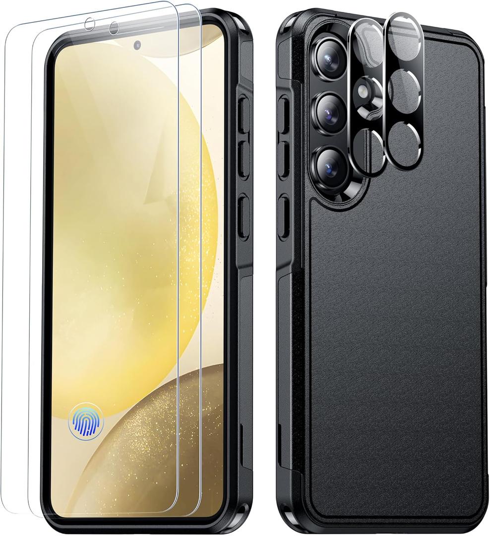 SPIDERCASE for Samsung Galaxy S24 Case, [12 FT Military Grade Drop Protection] with 2PCS [ Screen Protector+Camera Lens Protector] Heavy Duty Shockproof Case,Black