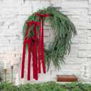 6 ft Christmas Cedar Garland with 12 Velvet Bows Faux Realistic Green Cedar Garland Winter Pine Decoration for Mantle Fireplace Staircase Wall Table Indoor Outdoor
